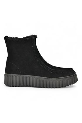 Tronchetto donna in camoscio colore nero, CLARKS | TORHILL COZY-LIGHT TAN WLINED